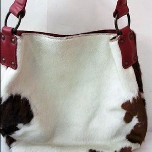Maurizio Taiuti Brown/White Calf Hide Tote/Purse
